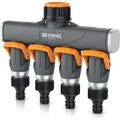 Produktbild: Brandson 4 Wege Verteiler, Gartenschlauch Verteiler, Wasserverteiler, Schlauchverteiler, 3/4 1/2 Zoll, Wasserhahn Schlauch Verteiler für Gartenbew...