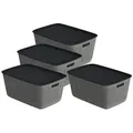 Produktbild: Kreher Aufbewahrungskorb Mehrzweckkorb, Aufbewahrungsbox mit Deckel (Farbe wählbar) (4 St) grau 45 l