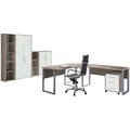 Produktbild: Mid.you Büro Office Edition - Büro Set 4, Weiß, Sonoma Eiche, Holzwerkstoff, 6,6 Fächer, 3 Schubladen, Made in Germany, erweiterbar, in verschiedenen Holz-Dekoren erhältlich, Schreibtisch seitenverkehrt montierbar, abschließbar, Arbeitszimmer, Büromöbelsets & -serien, Büromöbel-Sets