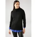 Produktbild: Rollkragenpullover TAMARIS, Damen, Gr. 40/42, schwarz (schwarz, melange), Strick, Obermaterial: 50% Viskose, 26% Polyamid, 24% Polyester, lässig geschnitten hüftbedeckend, Strickbündchen, Pullover Rollkragenpullover, in lässiger Form mit seitlichen Schlitzen, Topseller