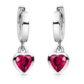 Produktbild: MATERIA Kinder Ohrringe Herz rot - 925 Silber Mädchen Schmuck Creolen Zirkonia