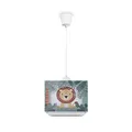 Produktbild: Paco Home Kinderzimmerlampe Kinderlampe Deckenlampe Pendelleuchte Lampenschirm Stoff Regenbogen Stern Löwe Dino Mond E27, Lampenart:Pendelleuchte - Typ 2, Farbe:Grün