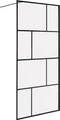 Produktbild: BELIANI Duschwand Schwarz Sicherheitsglas u. Aluminium 195 cm Hoch 90 cm Breit mit Wandprofil ohne Tür Modern Klarglas Walk-In Dusche für Badezimmer