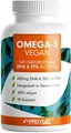 Produktbild: Omega-3 vegan Kapseln 90x - 2000 mg Algenöl pro Tag - hochdosiert mit 600 mg DHA + 300 mg EPA - hochwertige Omega-3 Algenöl Kapseln vegan - DHA:EPA Verhältnis 2:1 - laborgeprüft mit Analyse-Zertifikat