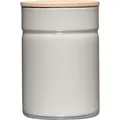 Produktbild: Riess Vorratsdose 525ml Emaille mit Holzdeckel light grey - Beige/Weiß