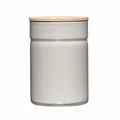 Produktbild: Riess, 2172-211, Vorratsdose mit Eschenholzdeckel ø 8cm, AP GREY, Vol. (rec.): 0,5 Liter, Made in Österreich, LBH: 8,3x8,3x12,0cm, 0,257kg, Dose, Deckel, Stapelfähig, Farbecht, Fleckenresistent