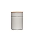 Produktbild: Riess 12x8cm 525ml Vorratsdose Emaille mit Holzdeckel light grey Aufbewahrung