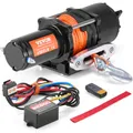 Produktbild: VEVOR Seilwinde 12V, 4500 lbs/2041 kg, Elektrowinde 12 V DC für Geländefahrzeuge/UTVs, Motorwinde mit 12-strängigem Synthetikseil (Φ0,6 x 1188,7 cm), Aluminium-Seilführung, Fernbedienungen, IP55