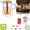 Produktbild: Teeglas Doppelwandig 430ml Borosilikat Glas mit Sieb und Deckel