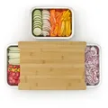 Produktbild: Blumtal Premium Schneidebrett Holz - Frankfurter Brett 40x28,5x6,5cm - Bambus Schneidebrett mit Auffangschale