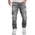Produktbild: Amaci&Sons Straight-Jeans KANSAS Regular Fit Destroyed Jeans grau W32/L32