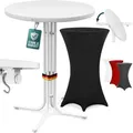 Produktbild: Stehtisch Klappbar mit Husse 70x110cm Rund Hoch Stabil Metall Pulverbeschichtet Hochtisch Bistrotisch Partytisch Weiß Schwarz - Casaria