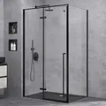 Produktbild: Doporro Duschkabine Duschabtrennung 80x100x195cm Eckdusche Schwarz Esg-sicherheitsglas Klarglas Inkl. Beidseitiger Easy-clean-beschichtung Ravenna64 - Klarglas