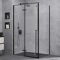 Produktbild: doporro Duschkabine Duschabtrennung schwarz 80x100x195cm Eckdusche ESG-Sicherheitsglas Klarglas inkl. beidseitiger Easy-Clean-Beschichtung Ravenna64