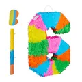Produktbild: Relaxdays Pinata Zahl 6, Regenbogenpinata Geburtstag, HBT: 50,5 x 35,5 x 7,5 cm, Partypinata Kinder, zum Befüllen, bunt