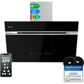 Produktbild: KKT KOLBE A+++ Dunstabzugshaube 80 cm 782 cbm/h Umluft Abluft Kopffrei Wandhaube | Schwarz Silber Edelstahl | Glas | Nachlaufautomatik | Smart WiFi... - Schwarz