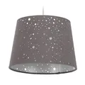 Produktbild: Relaxdays Kinderzimmerlampe Sterne, hängende Schirmlampe, Jungen & Mädchen, Sternenhimmel, E27, runder Stoffschirm, grau, 10028042_111