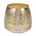 Produktbild: Lambert - Windlicht, Teelichthalter, Kerzenhalter - Fez - Eisen, vernickelt - Gold/Silber - (ØxH) 19 x 18 cm