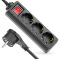 Produktbild: Steckdosenleiste 3-Fach Flachstecker Mehrfachsteckdose Mehrfachstecker 3m Kabel