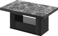 Produktbild: Design Couchtisch Tisch HM-111 Marmor dunkel - Schwarz Hochglanz Schublade höhenverstellbar ausziehbar Esstisch