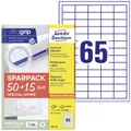 Produktbild: Avery-Zweckform 6121-65 Universal-Etiketten 38 x 21.2mm Papier Weiß 65 Blatt Permanent haftend Tintenstrahldrucker, Laserdrucker
