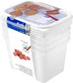 Produktbild: Rotho Domino 4er-Set Gefrierdose 1l mit beschreibbarem Motiv auf dem Deckel, lebensmittelechter Kunststoff (PP) BPA-frei, weiss, 4 x 1l (15.7 x 11.8 x 10.0 cm), Weiß