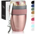 Produktbild: Milu Müslibox Müslibecher to go, 400ml, isolierter Edelstahl Joghurtbecher für Müsli, rosegold