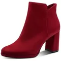 Produktbild: Tamaris Stiefelette, Blockabsatz, Abendschuh, Festtagsschuh in veganer Verarbeitung rot 36 EU