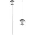 Produktbild: Relaxdays Vogelfutterspender mit Stab Kunststoff Edelstahl Silber Transparent Wetterfest 172 cm