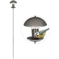 Produktbild: Relaxdays Vogelfutterspender, Futterhäuschen Für Vögel, Aufhängen O. Stecken, Garten & Balkon, Mit Stab H: 172cm, Silber