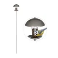 Produktbild: Relaxdays Vogelfutterspender, Futterhäuschen für Vögel, Aufhängen o. Stecken, Garten & Balkon, mit Stab H: 172cm, silber