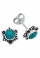 Produktbild: mantraroma Paar Ohrstecker PUATA aus 925 Silber mit Türkis (Paar, Paar Ohrringe mit Schmuckbeutel), 925 Sterling Silber Ohrringe für Damen