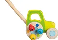 Produktbild: goki 54880 Schiebefahrzeug Traktor aus Holz, 52 cm mit Schiebestab – Bunte Holzperlen mit Klackereffekt, ideal zum Laufenlernen