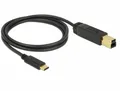 Produktbild: Delock USB-C Kabel USB-C Stecker, USB-B Stecker 1.00m Schwarz 83675