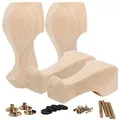 Produktbild: La Vane 4 Stück Massivholz Möbelfüße 15cm (6 Zoll) - Europäischer Stil Handgeschnitzte Tischbeine, Ersatzfüße für Sofa, Bett, Schrank, Couch & Stuhl - Hochwertige Holzdekoration