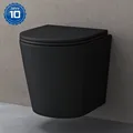 Produktbild: Spülrandlos Schwarz Toilette spülrandloses Wand-WC Hänge-WC Softclose A108-Neu