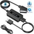 Produktbild: Scart zu HDMI Konverter mit Kabeln und USB-Stromkabel