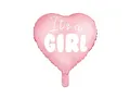 Produktbild: Folienballon Herz I'ts a girl 45 cm x 1 Stück Luftballons für Babyparty hellrosa zur Geburt Mädchen