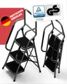 Produktbild: Stackmeister Klapptritt Sicherheitsleiter (TÜV zertifiziert, belastbar 150kg, 3-stufig erhältlich), rutschfeste Trittleiter mit Handlauf, klappbar