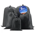 Produktbild: EAZY CASE Koffer Packbeutel Set 5-teilig, Reisebeutel in verschiedenen Größen, Koffer Organizer auch für Rücksäcke und Taschen, Wäschesack, Stausack mit Kordelzug, Grau