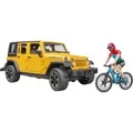 Produktbild: Jeep Wrangler Rubicon Unlimited, Modellfahrzeug gelb/schwarz, Inkl. Mountainbike und Radfahrer