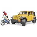 Produktbild: BRUDER 02543 Jeep Wrangler Rubicon Unlimited mit Mountainbike und Radfahrer