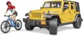 Produktbild: bruder 02543 - Jeep Wrangler Rubicon Unlimited mit Mountainbike & Radfahrer- 1:1