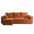 Produktbild: 4ALL HOME Ecksofa mit Schlaffunktion Tobi 246x145 cm - Couch - Sofa mit Bettkasten - Eckcouch - L-Form - Schlaffsofa - Schlafsofa mit Bettkasten - Universal (Velo 627 Kupfer)
