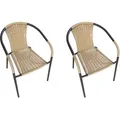 Produktbild: LC Garden »Garvista« 2er Set Gartenstühle Braun/Gelb Metall/PE-Rattan Stapelstühle Bistrostühle stapelbar