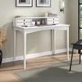 Produktbild: Schreibtisch MILANO mit 4 Schubladen und 1 Fach weiß aus Massivholz, robuste Verarbeitung PC-Tisch mit Stauraum für Büro und Home-Office