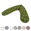 Produktbild: Theraline Das Original Schwangerschaftskissen & Stillkissen 190cm – Seitenschläferkissen Stillkissen Perlen – inkl Stillkissenbezug Pusteblume Dunkelgrün