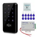 Produktbild: HFeng Kit Set Zugangskontrollsystem Außentüren IP68 Wasserdichter Kartenleser RFID-Tastatur + Netzteil + Türausgangstaste + 10pcs Keyfobs Card (ohne Schloss)