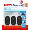 Produktbild: Tesa Powerstrips Selbstklebehaken S Oval Schwarz 3 Stück