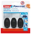 Produktbild: tesa Powerstrips Klebehaken Small Oval - 3 x selbstklebende Wandhaken - für Kacheln, Glas, Kunststoff und weitere Untergründe - 1 kg Halteleistung - Schwarz
